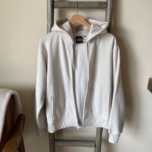 NWT Aritzia Relaxed Zip Up Hoodie, Matte Pearl, Size Small